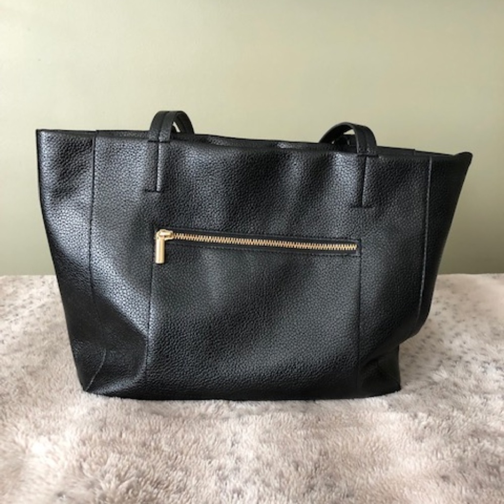 Zip Top Tote Handbag, A New Day Black Faux-Leather